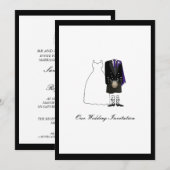 Schotse kilt Wedding Invitation - Paars Kaart (Voorkant / Achterkant)