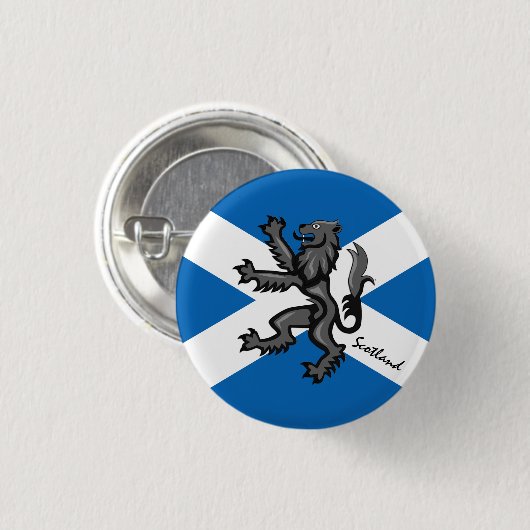Schotse knop, patriottische Schotse vlag, Rampant Ronde Button 3,2 Cm (Voorkant /achterkant)