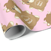 Schotse Koe Baby shower roze Cadeaupapier (Rol Hoek)