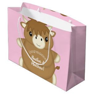 Schotse Koe Baby shower roze Groot Cadeauzakje