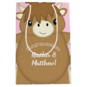 Schotse Koe Baby shower roze Medium Cadeauzakje (Voorkant)