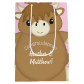 Schotse Koe Baby shower roze Medium Cadeauzakje (Achterkant)