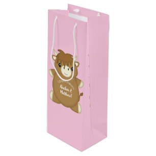 Schotse Koe Baby shower roze Wijn Cadeautas
