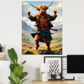 Schotse koe die de Highland Fling danst, Poster (Thuiskantoor)