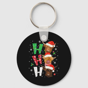 Schotse Koe Print Ho Ho Ho Kerstmis Pyjama  Sleutelhanger