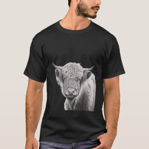 Schotse Koe Rundvee Schots potlood Portret 1 T-shirt