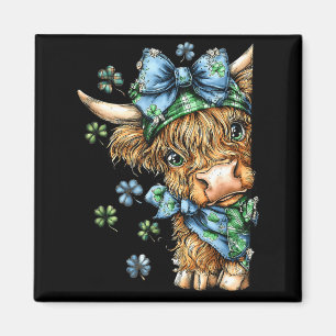Schotse koe shamrock coquette strik St. Patrick's Magneet