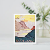 Schotse landschap, briefkaart van het vintage-reiz (Staand voorkant)