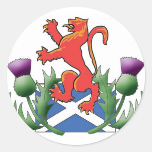 Schotse Leeuw Rampant met Saltire en Thistles Ronde Sticker