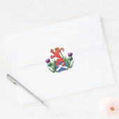 Schotse Leeuw Rampant met Saltire en Thistles Ronde Sticker (Envelop)