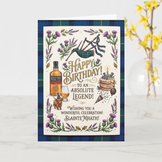 Schotse Legende Verjaardag Kaart (Gele Bloem)