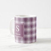 Schotse Mauve Heritage Plaid Monogram Koffiemok (Voorkant links)