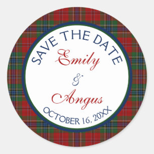 Schotse McLean MacLean Tartan Bruiloft Save a Date Ronde Sticker