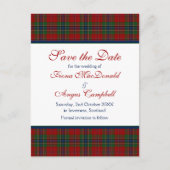 Schotse McLean MacLean Tartan Huwelijk Datum Bewar Aankondigingskaart (Voorkant)