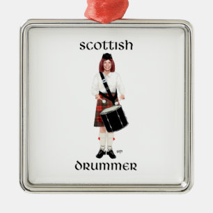 Schotse meid - tenor drum metalen ornament