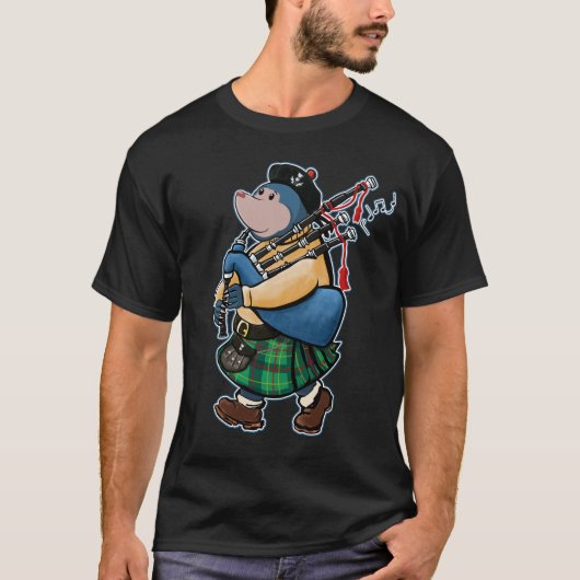Schotse mole van Kintyre die marcheert met Bagpipe T-shirt (Voorkant)