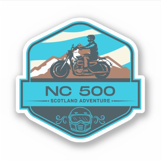 Schotse North Coast 500 motorfietsroute Sticker (Voorkant)