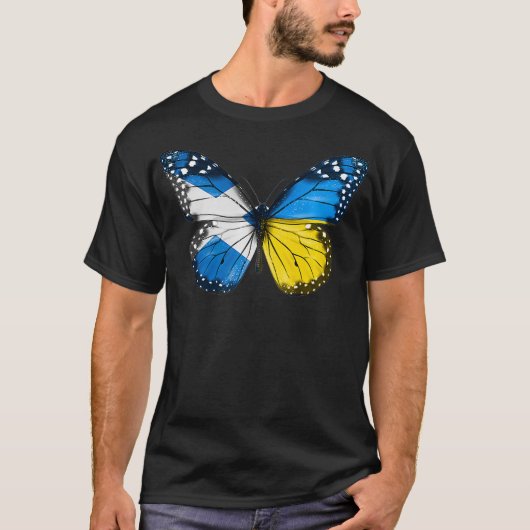 Schotse Oekraïense vlag Butterfly Schotland Oekraï T-shirt (Voorkant)