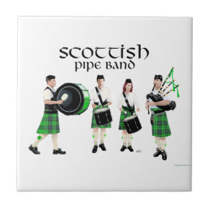 Schotse Pipe Band - Groene Kilts Tegeltje
