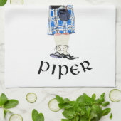 Schotse Piper - Blauwe Plaid Theedoek (Gevouwen)