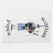 Schotse Piper - Blauwe Plaid Theedoek (Horizontaal)