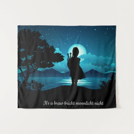 Schotse piper in heldere maan wandkleed (Voorkant (horizontaal))