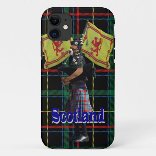 Schotse piper op tartan Case-Mate iPhone case (Achterkant)