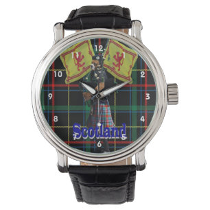 Schotse piper op tartan horloge