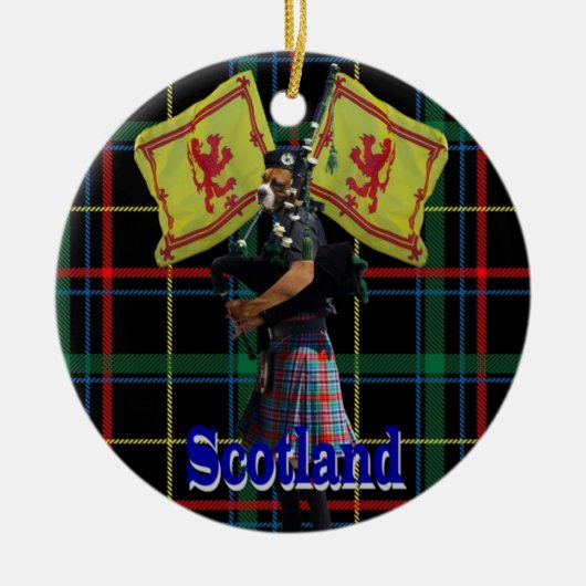 Schotse piper op tartan keramisch ornament (Voorkant)