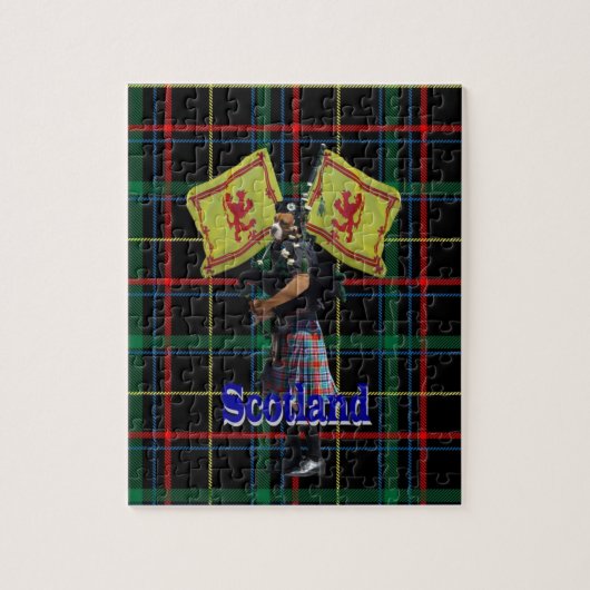 Schotse piper op tartan legpuzzel (Verticaal)