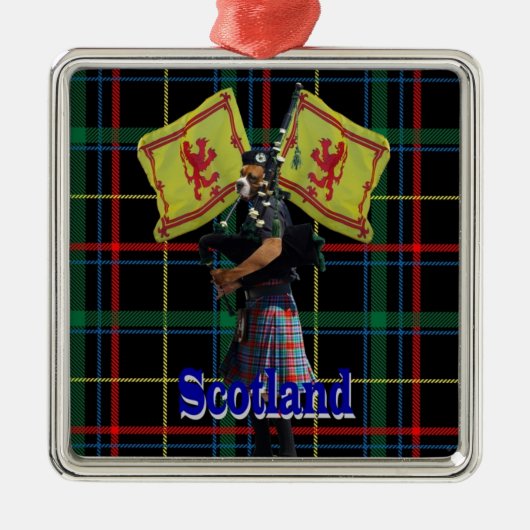 Schotse piper op tartan metalen ornament (Voorkant)