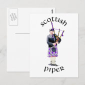Schotse Piper - Paars Briefkaart (Voorkant / Achterkant)