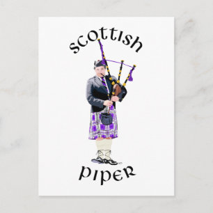 Schotse Piper - Paars Briefkaart