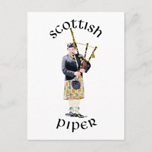 Schotse Piper - Tan Kilt Briefkaart (Voorkant)