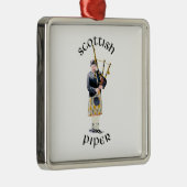 Schotse Piper - Tan Plaid Metalen Ornament (Rechts)