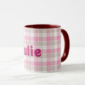 Schotse Plaid in Roze Naam Mok Cup (Voorkant rechts)
