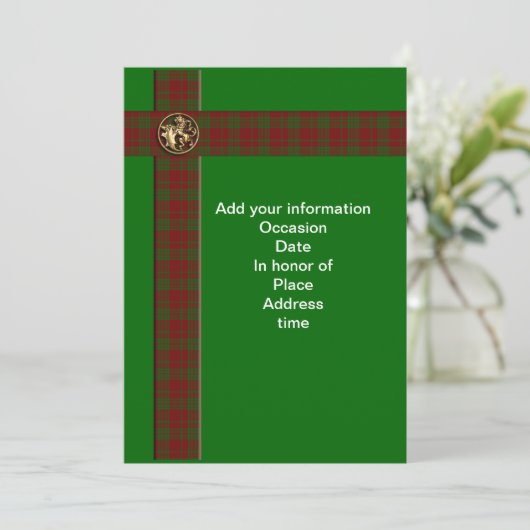 Schotse plaid leeuw Uitnodiging (Staand voorkant)