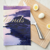 Schotse Quote Paarse Waterverf Tea Towel Theedoek (Quarter Fold)