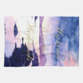 Schotse Quote Paarse Waterverf Tea Towel Theedoek (Horizontaal)