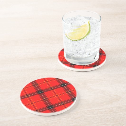 Schotse Rode Tartan Zandsteen Onderzetter (Zijkant)