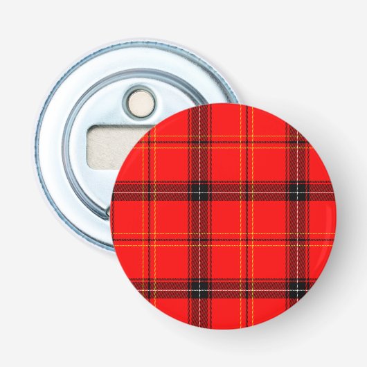 Schotse Rood Tartan Button Flesopener (Voorkant)
