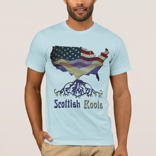 Schotse roots Amerikaanse vlag erfgoed T-shirt (Voorkant)