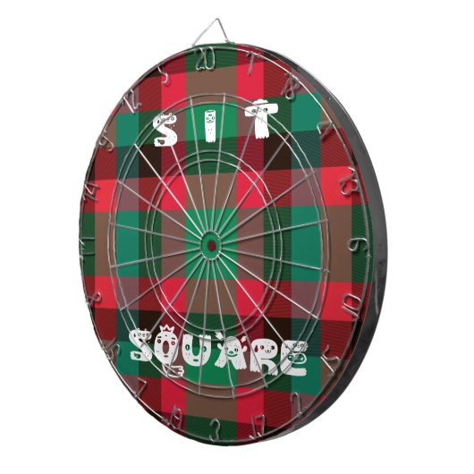 Schotse Royal Checkered Tartan Plaid met tekst Dartbord (Voorkant Rechts)