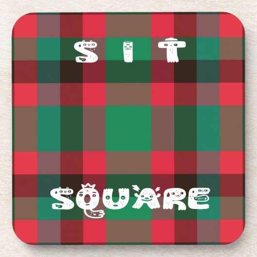 Schotse Royal Checkered Tartan Plaid met tekst Drankjes Onderzetter (Voorkant)