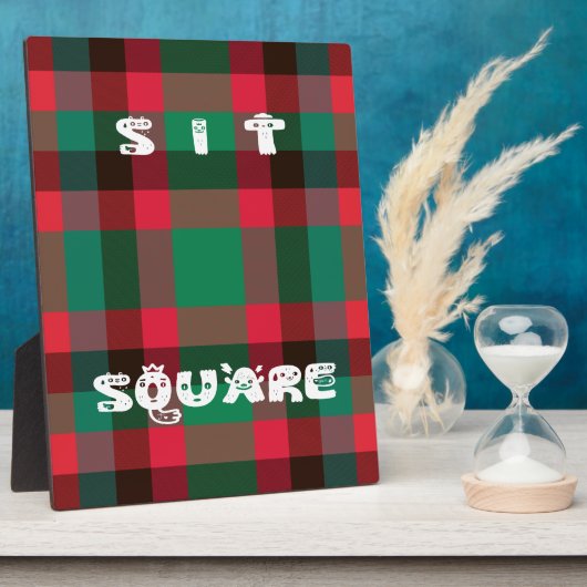 Schotse Royal Checkered Tartan Plaid met tekst Fotoplaat (Zijkant)