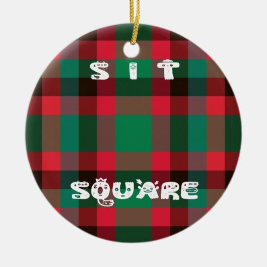 Schotse Royal Checkered Tartan Plaid met tekst Keramisch Ornament (Voorkant)