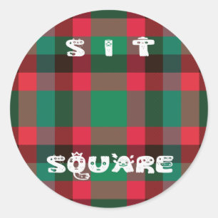 Schotse Royal Checkered Tartan Plaid met tekst Ronde Sticker