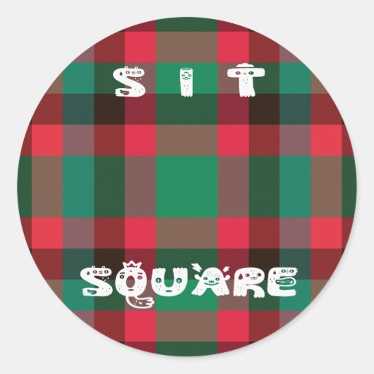 Schotse Royal Checkered Tartan Plaid met tekst Ronde Sticker (Voorkant)