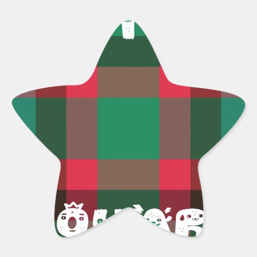 Schotse Royal Checkered Tartan Plaid met tekst Ster Sticker (Voorkant)