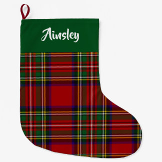 Schotse Royal Stewart Tartan op maat (groene boven Grote Kerstsok